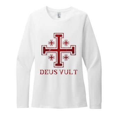 Catholic Knight Templar Crusader Cross Womens CVC Long Sleeve Shirt