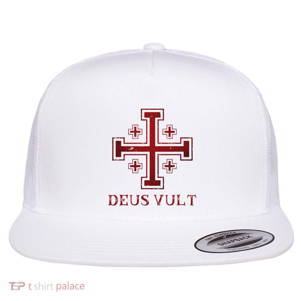 Catholic Knight Templar Crusader Cross Flat Bill Trucker Hat
