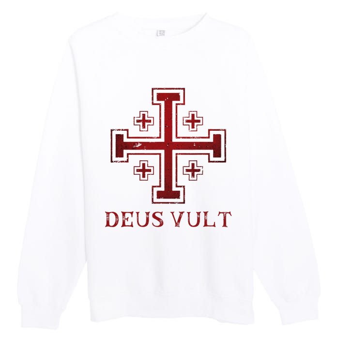 Catholic Knight Templar Crusader Cross Premium Crewneck Sweatshirt