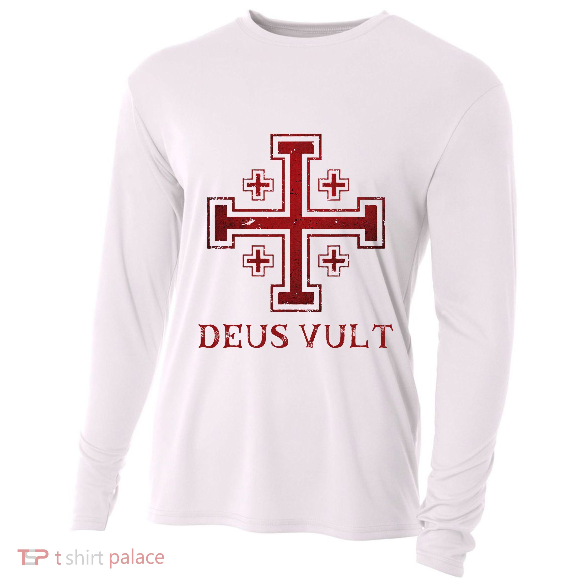 Catholic Knight Templar Crusader Cross Cooling Performance Long Sleeve Crew