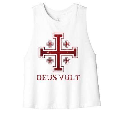 Catholic Knight Templar Crusader Cross Women's Racerback Cropped Tank