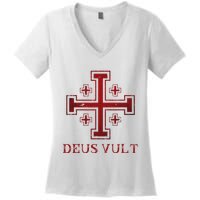 Catholic Knight Templar Crusader Cross Women's V-Neck T-Shirt