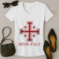 Catholic Knight Templar Crusader Cross Women's V-Neck T-Shirt