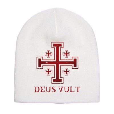 Catholic Knight Templar Crusader Cross Short Acrylic Beanie