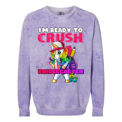 Crush Kindergarten Unicorn Backpack Back To School Girl Colorblast Crewneck Sweatshirt