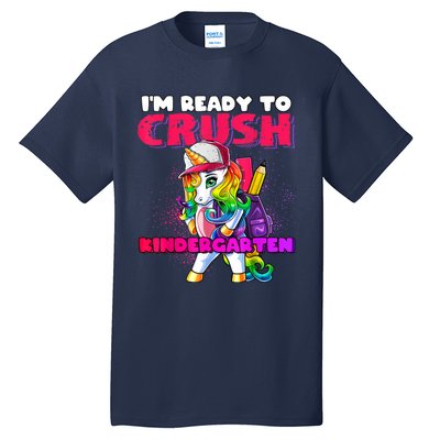 Crush Kindergarten Unicorn Backpack Back To School Girl Tall T-Shirt