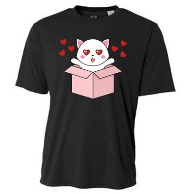 Cat Kawaii Valentines Day Cute Kitten Heart V Day Pajama Cooling Performance Crew T-Shirt