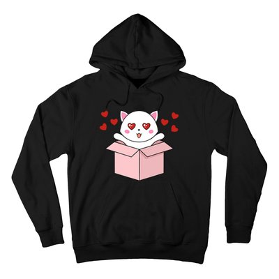 Cat Kawaii Valentines Day Cute Kitten Heart V Day Pajama Hoodie