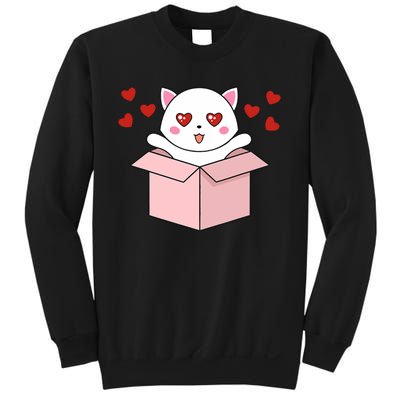 Cat Kawaii Valentines Day Cute Kitten Heart V Day Pajama Sweatshirt