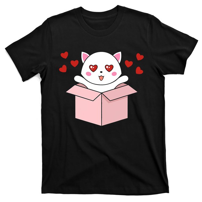 Cat Kawaii Valentines Day Cute Kitten Heart V Day Pajama T-Shirt