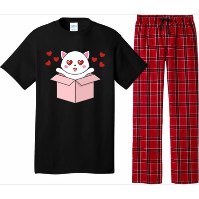 Cat Kawaii Valentines Day Cute Kitten Heart V Day Pajama Pajama Set