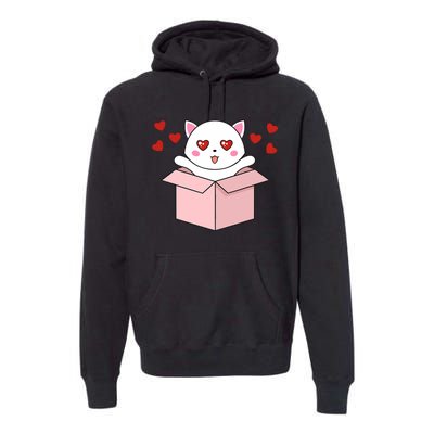 Cat Kawaii Valentines Day Cute Kitten Heart V Day Pajama Premium Hoodie