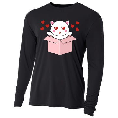 Cat Kawaii Valentines Day Cute Kitten Heart V Day Pajama Cooling Performance Long Sleeve Crew