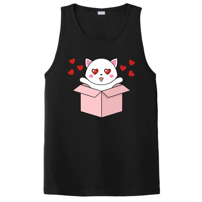 Cat Kawaii Valentines Day Cute Kitten Heart V Day Pajama PosiCharge Competitor Tank