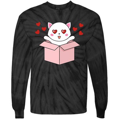 Cat Kawaii Valentines Day Cute Kitten Heart V Day Pajama Tie-Dye Long Sleeve Shirt