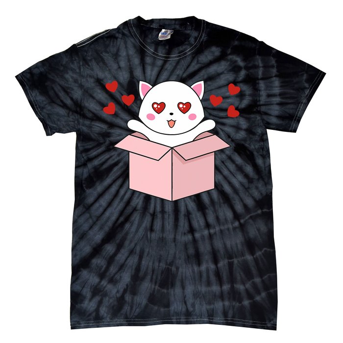 Cat Kawaii Valentines Day Cute Kitten Heart V Day Pajama Tie-Dye T-Shirt