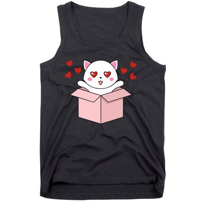 Cat Kawaii Valentines Day Cute Kitten Heart V Day Pajama Tank Top