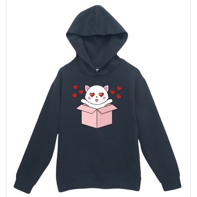 Cat Kawaii Valentines Day Cute Kitten Heart V Day Pajama Urban Pullover Hoodie