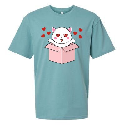 Cat Kawaii Valentines Day Cute Kitten Heart V Day Pajama Sueded Cloud Jersey T-Shirt