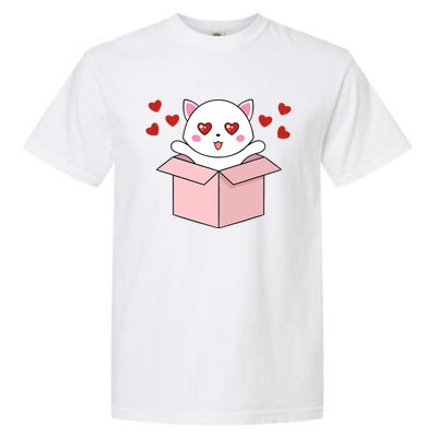 Cat Kawaii Valentines Day Cute Kitten Heart V Day Pajama Garment-Dyed Heavyweight T-Shirt