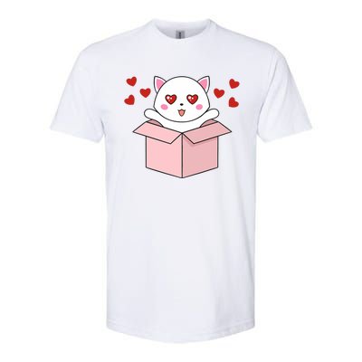 Cat Kawaii Valentines Day Cute Kitten Heart V Day Pajama Softstyle® CVC T-Shirt