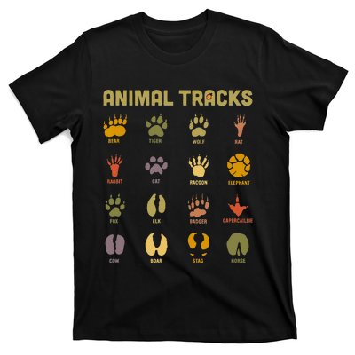 Childrens Kids Wild Animal Tracks Childrens Learning Design T-Shirt