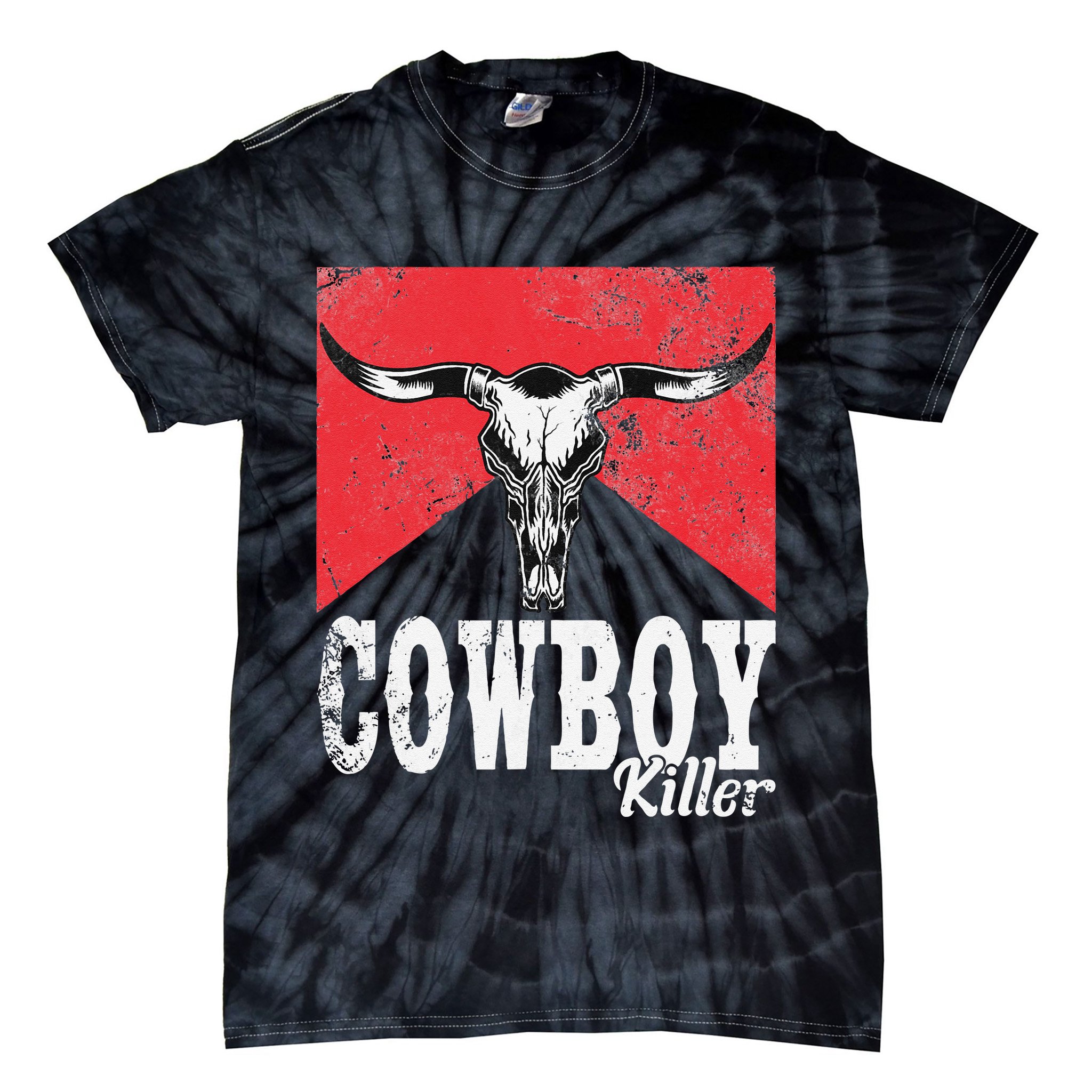 Cowboy Killer Western Cowgirl Cowboy Killers Bull Horn Tie-Dye T-Shirt