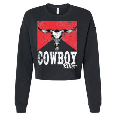 Cowboy Killer Western Cowgirl Cowboy Killers Bull Horn Cropped Pullover Crew