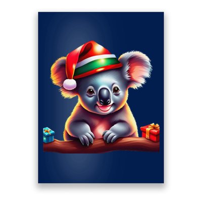 Cute Koala With Santa Hat Funny Christmas Theme Poster