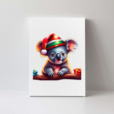 Cute Koala With Santa Hat Funny Christmas Theme Canvas