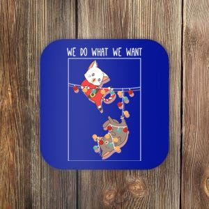 Cute Kittens We So What We Want Santa Costume Christmas Cats Gift Coaster