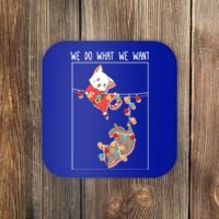 Cute Kittens We So What We Want Santa Costume Christmas Cats Gift Coaster