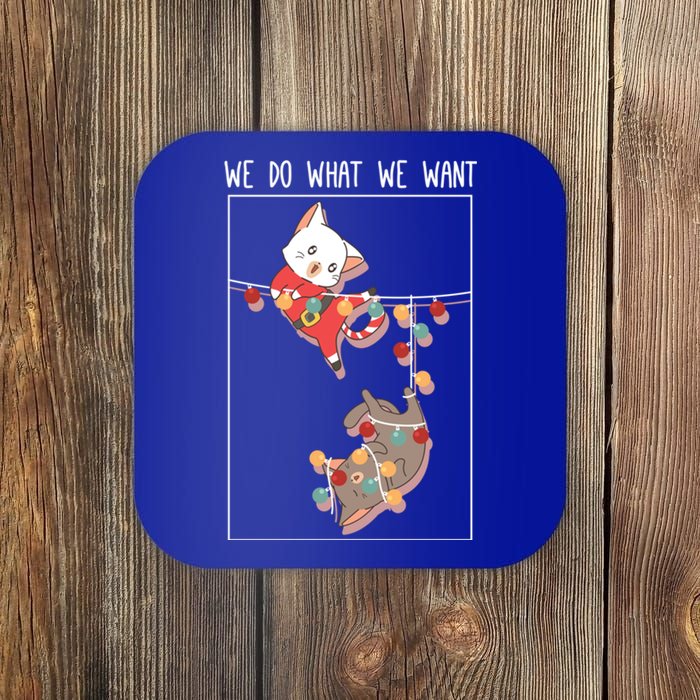 Cute Kittens We So What We Want Santa Costume Christmas Cats Gift Coaster