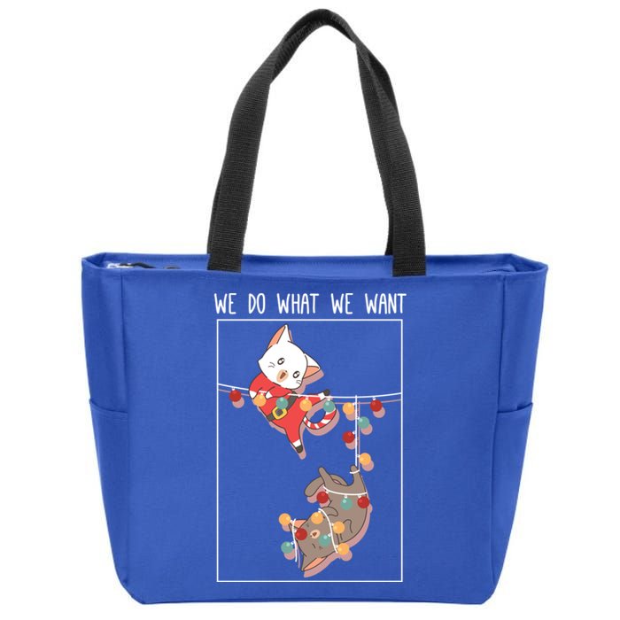 Cute Kittens We So What We Want Santa Costume Christmas Cats Gift Zip Tote Bag