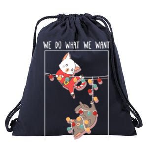 Cute Kittens We So What We Want Santa Costume Christmas Cats Gift Drawstring Bag