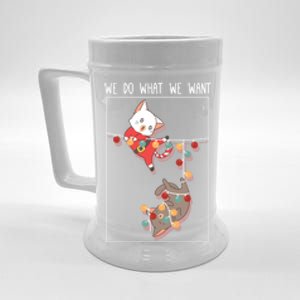 Cute Kittens We So What We Want Santa Costume Christmas Cats Gift Beer Stein