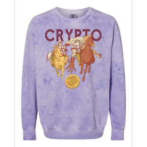 Crypto Knight Warrior Bitcoin Colorblast Crewneck Sweatshirt