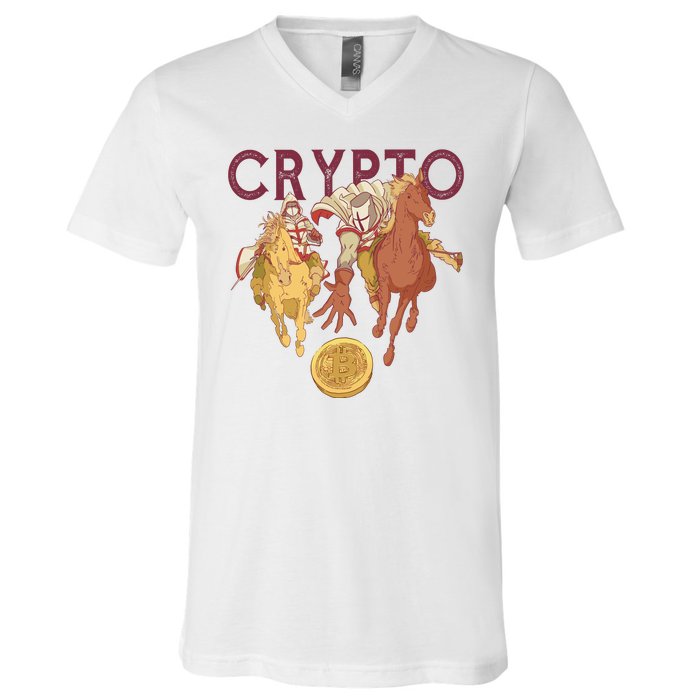 Crypto Knight Warrior Bitcoin V-Neck T-Shirt