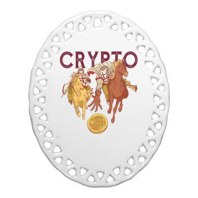 Crypto Knight Warrior Bitcoin Ceramic Oval Ornament