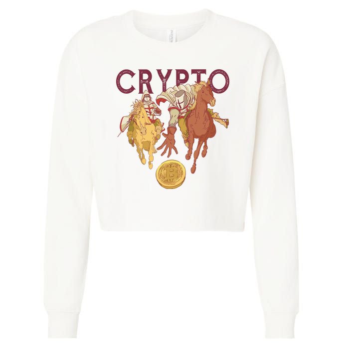 Crypto Knight Warrior Bitcoin Cropped Pullover Crew