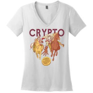 Crypto Knight Warrior Bitcoin Women's V-Neck T-Shirt