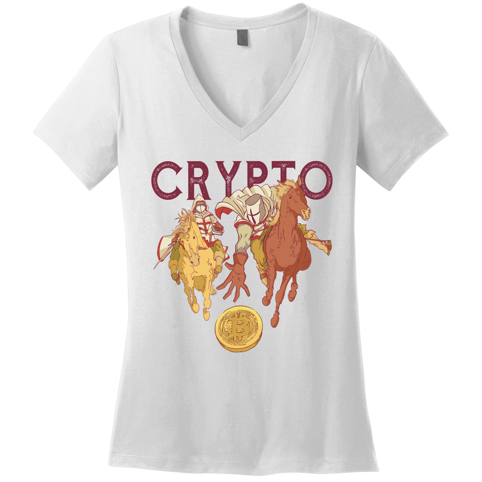 Crypto Knight Warrior Bitcoin Women's V-Neck T-Shirt