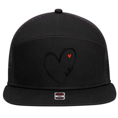 Cute kiki With Heart Girl Wo Mom Mother 7 Panel Mesh Trucker Snapback Hat