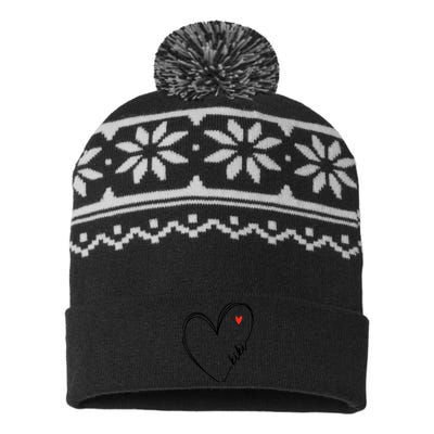 Cute kiki With Heart Girl Wo Mom Mother USA-Made Snowflake Beanie