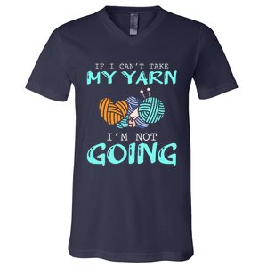 Crocheting Knitting Yarn Funny Knitting Yarn Crochet V-Neck T-Shirt