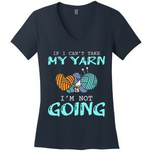 Crocheting Knitting Yarn Funny Knitting Yarn Crochet Women's V-Neck T-Shirt