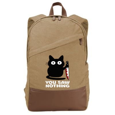 Cat Knife You Saw Nothing Cotton Canvas Backpack