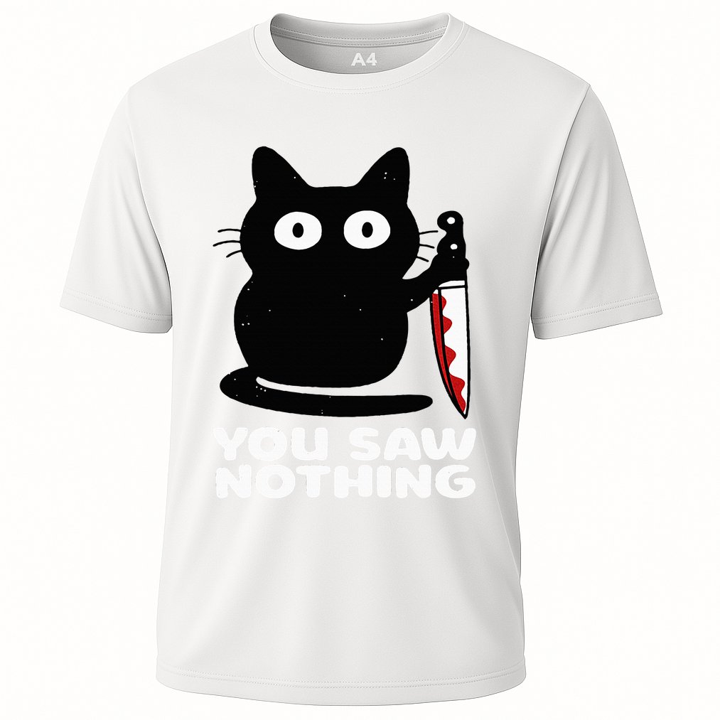 Cat Knife You Saw Nothing Cooling Performance Crew T-Shirt