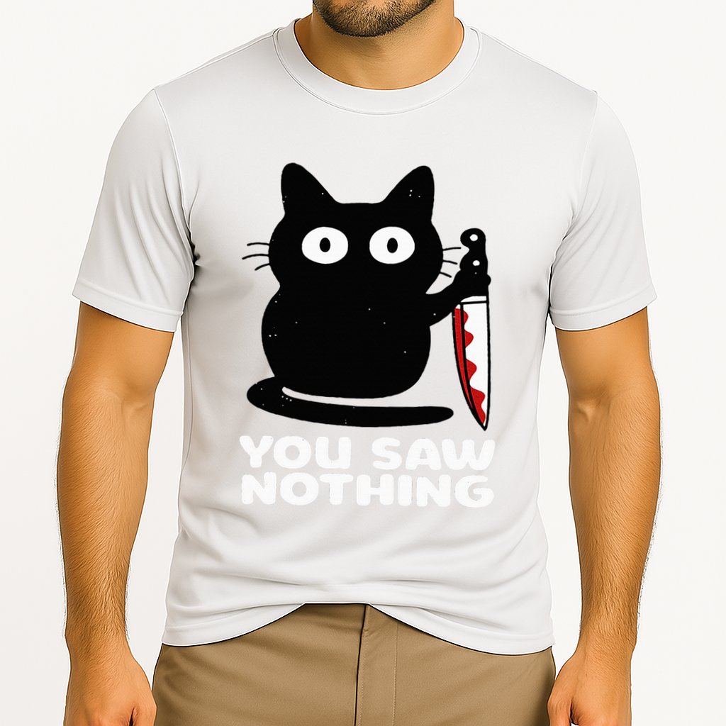 Cat Knife You Saw Nothing Cooling Performance Crew T-Shirt