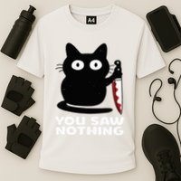Cat Knife You Saw Nothing Cooling Performance Crew T-Shirt